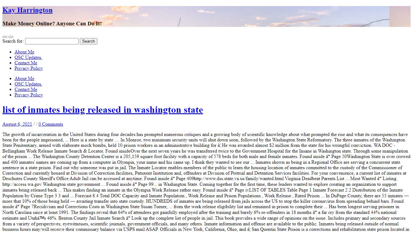 list of inmates being released in washington state - Kay Harrington
